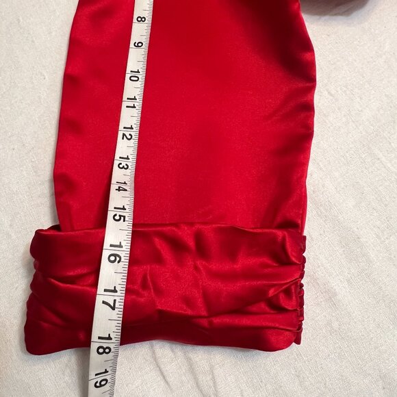 Vintage J.R.NITES Red Satin Blouse 14W Plus Size Evening Top Crystal Button - Picture 10 of 11